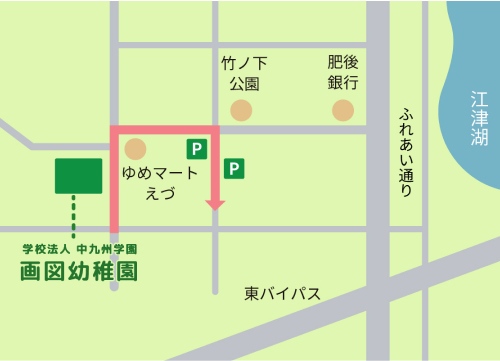 ゆめマート画図店方面からの順路マップイラスト