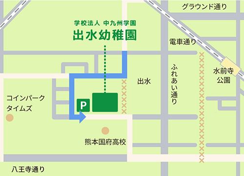 堀ノ内団地方面からの順路マップイラスト